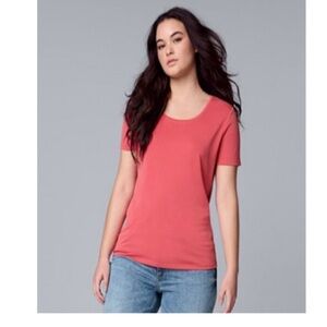 Simply Vera Vera Wang Modern Tee. Sz XL. Comet Coral. NWT